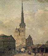 Johann Heinrich Hintze Berlin, Nikolaikirche von Westen Germany oil painting artist